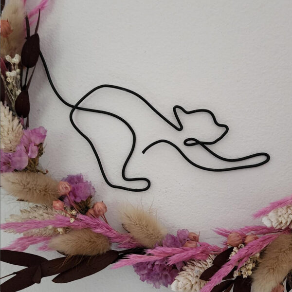 Couronne Fleurs Séchées avec Silhouette de Chat – Image 3
