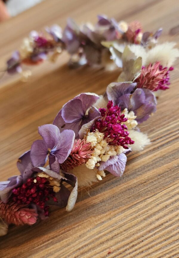 Couronne Cheveux, Boutonnière et Peigne en Fleurs Séchées – Image 4