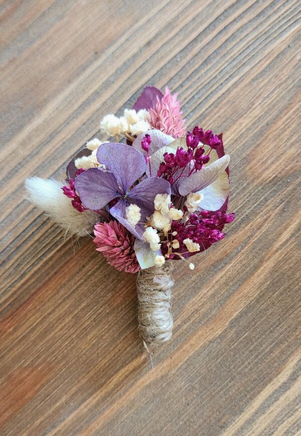 Couronne Cheveux, Boutonnière et Peigne en Fleurs Séchées – Image 2