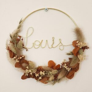 Couronne en fleurs séchées personnalisée