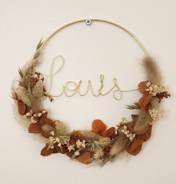 Couronne en fleurs séchées personnalisée