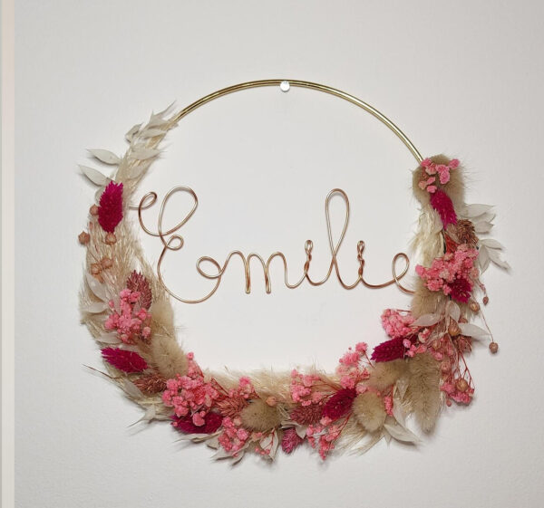 Couronne en fleurs séchées personnalisée – Image 3