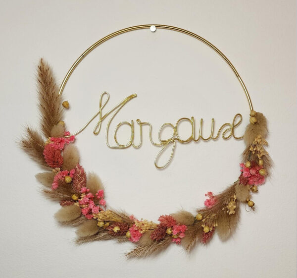 Couronne en fleurs séchées personnalisée – Image 2