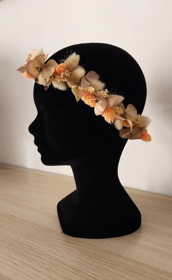 Couronne Cheveux, Boutonnière et Peigne en Fleurs Séchées – Image 2