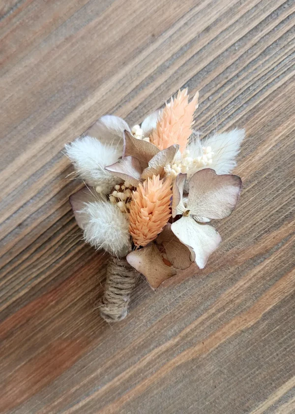 Couronne Cheveux, Boutonnière et Peigne en Fleurs Séchées – Image 3