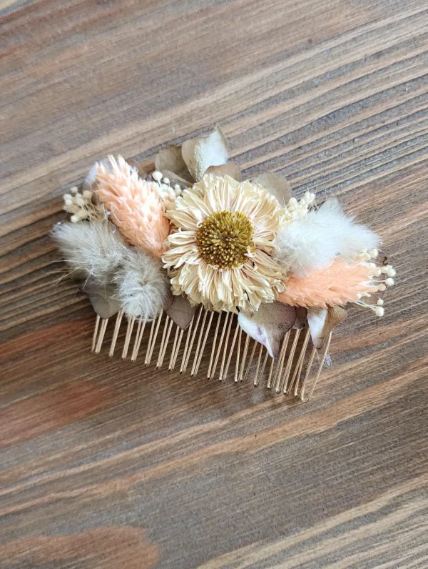 Couronne Cheveux, Boutonnière et Peigne en Fleurs Séchées – Image 5