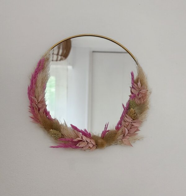 Miroirs décoratifs en fleurs séchées – Pièces uniques et artisanales