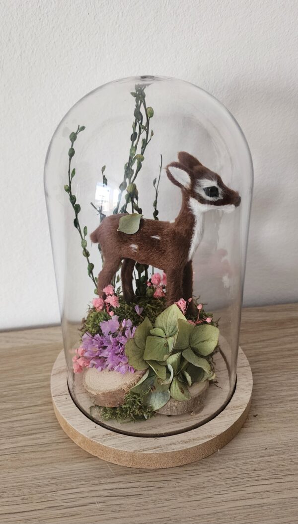 Cloche décorative en fleurs séchées – Cerf & Faons – Image 2
