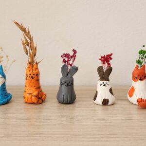 Chats & Lapins Fleuris XS – Mini décorations florales faites main